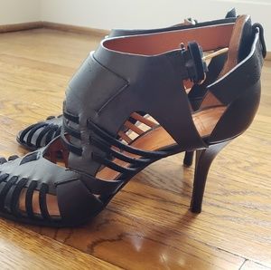 Givenchy Black Leather and Strap Heels